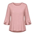 thumbnail image 4 of ClodeEU Women's Crew Neck 3/4 Sleeve Blouse,Solid Casual Loose Fit Basic Top Pink,Women's Plus XL, 4 of 7