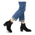 thumbnail image 3 of Pennysue Women Chelsea Boots Black Suede Female Chunky Heel Ankle Booties 6M, 3 of 7