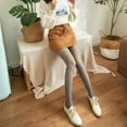thumbnail image 4 of Medias con forro para mujer Medias térmicas elásticas opacas Terciopelo gris delgado con gris con pies Yuyangstore pantimedias mujer, 4 of 8