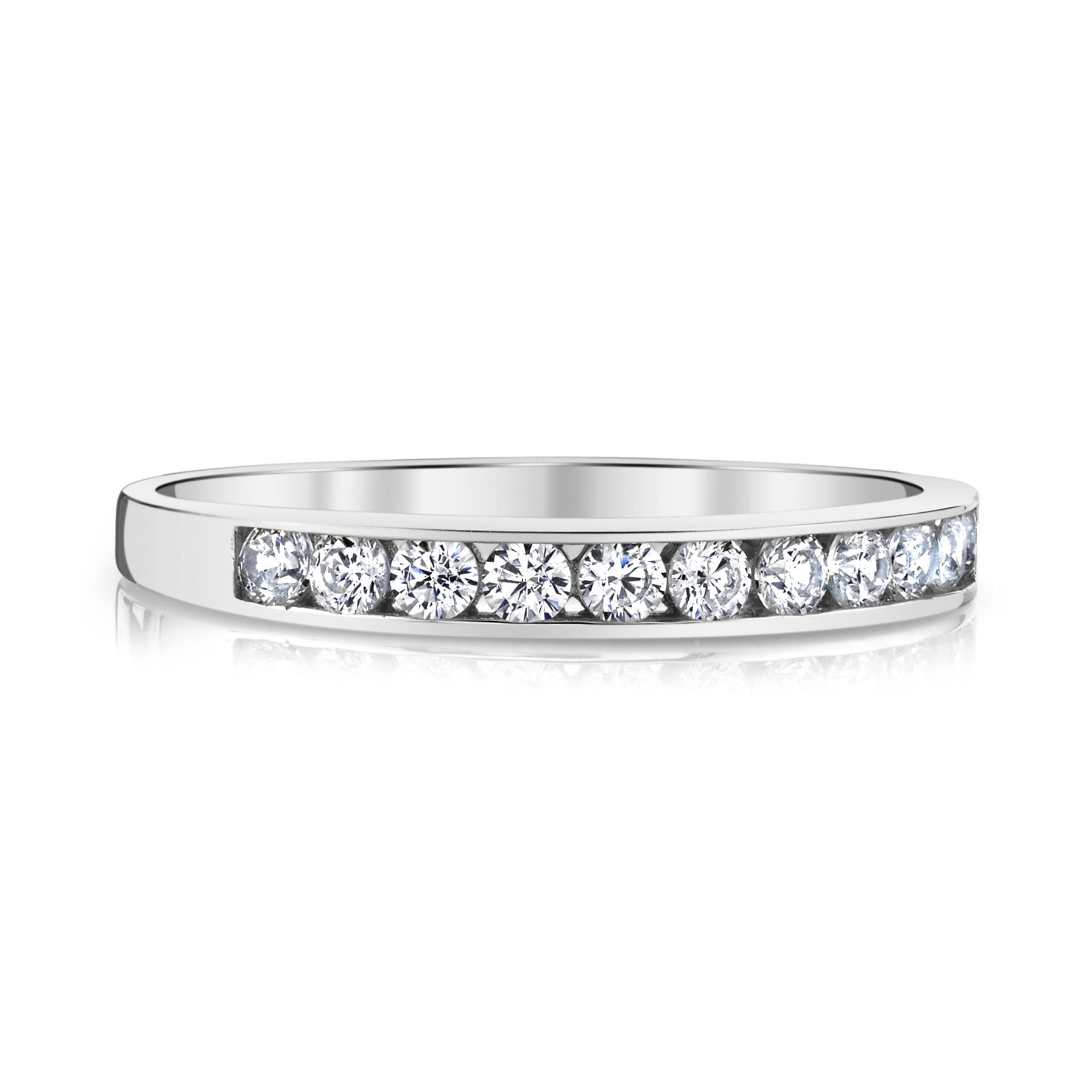 10k Solid White or Yellow Gold Channel Wedding Band Ring