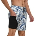 thumbnail image 2 of Rateoe Blue Paisley Pattern Men’s Swim Shorts with Compression Liner – Double-Layered Quick-Dry Swimwear, Comfortable & Stretchy Beach Shorts-XX-Large, 2 of 6