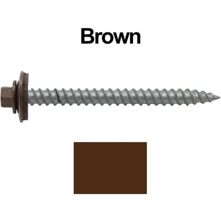 

Jake Sales Brand -#12 x 2-1/2 ReGrip Head Sheet Metal Roof Screw ~250 Screws -Hex -Sharp Point- EPDM washer - BROWN