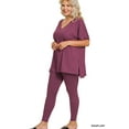 thumbnail image 3 of Zenana Women's V-Neck Short Sleeve & Leggings Comfy Loungewear Activewear Set, 3 of 4