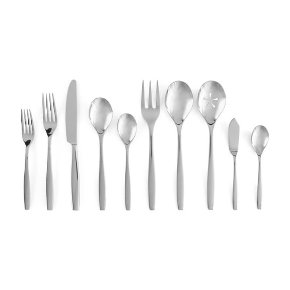 Nambe Aidan 45 Piece Flatware Set with Service for 8, Stainless Steel, Silver
