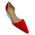 thumbnail image 3 of FSJ Women Elegant Pointy Toe Slip on D'orsay Pumps Solid Color Low Kitten Heels Comfortable Business Dressy Shoes Size 6 Red, 3 of 4