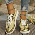 thumbnail image 2 of Metallic Mesh Low Top Fashion Sneakers for Women Glitter Breathable Lace up Walking Flats Casual Shoes, 2 of 7
