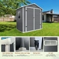 thumbnail image 5 of Garden Storage Shed, 6ft x 4ft Plastic Outdoor Storage with Floor and Lockable Door Plastic Garden Shed for Backyard, Lawn, Gray, Grey Outdoor Storage Shed,Plastic Large Storage Shed, 5 of 6