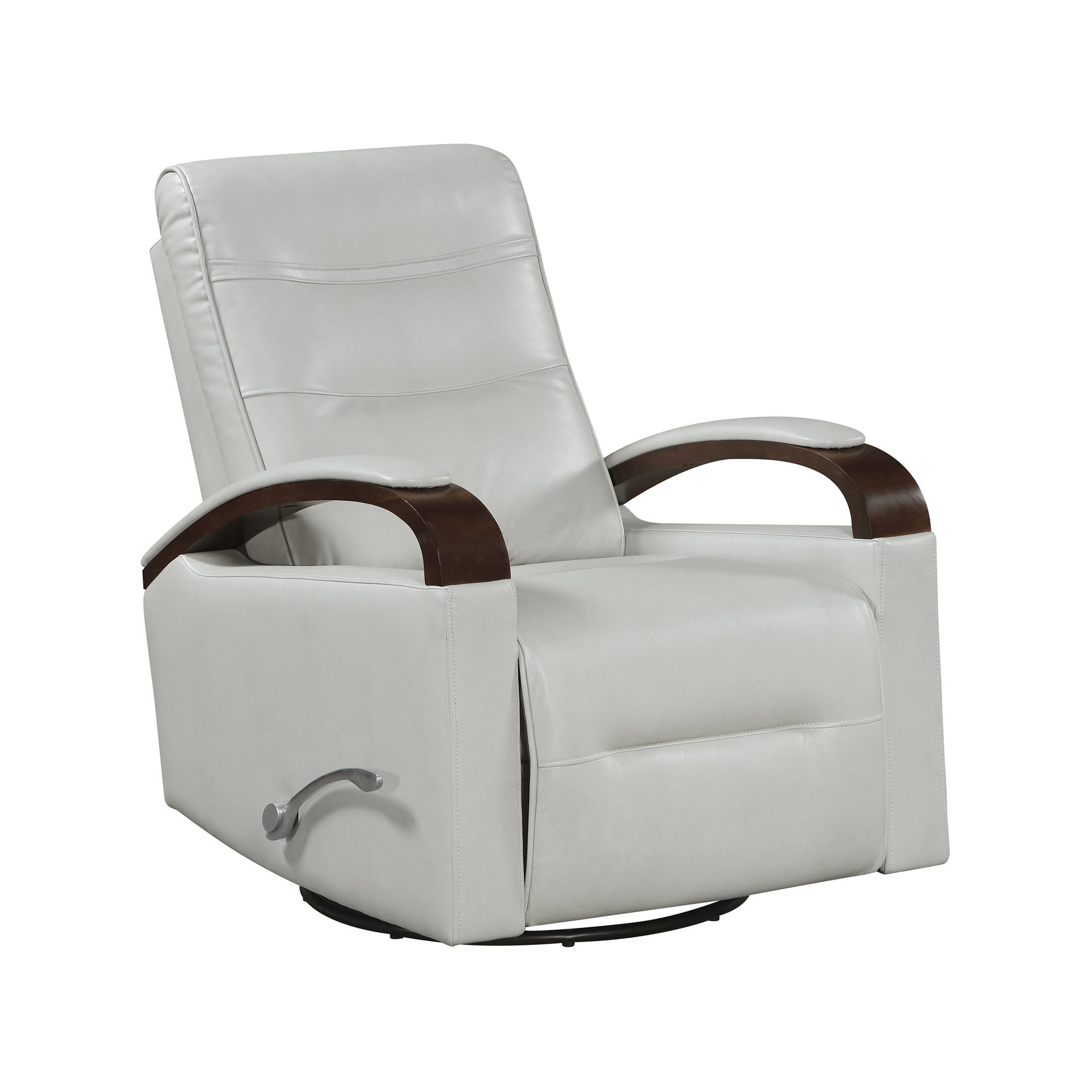 OakvillePark Goldenmere Faux Leather Swivel Glider Reclining Chair, Smoke