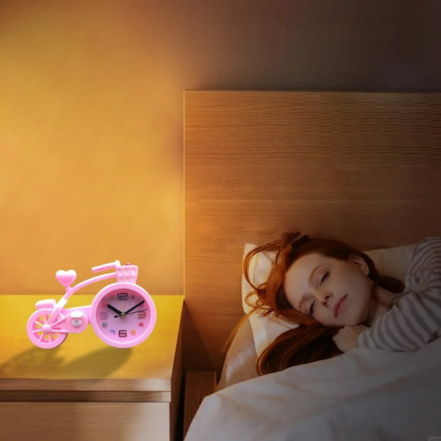 Big Savings! Kids Bicycle Alarm Clock, Silent Battery Operated Desk Clock, Plastic Table Clock for Bedroom, Study Room, Fun Decorative Alarm for Kids' Room