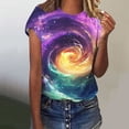 thumbnail image 5 of Alkepwun Going Out Tops Women's Casual Galaxy Stars Print Short Sleeve Crew Neck Shirt Lightweight Comfort Breathable Slim Fit Pullover Top, 5 of 6