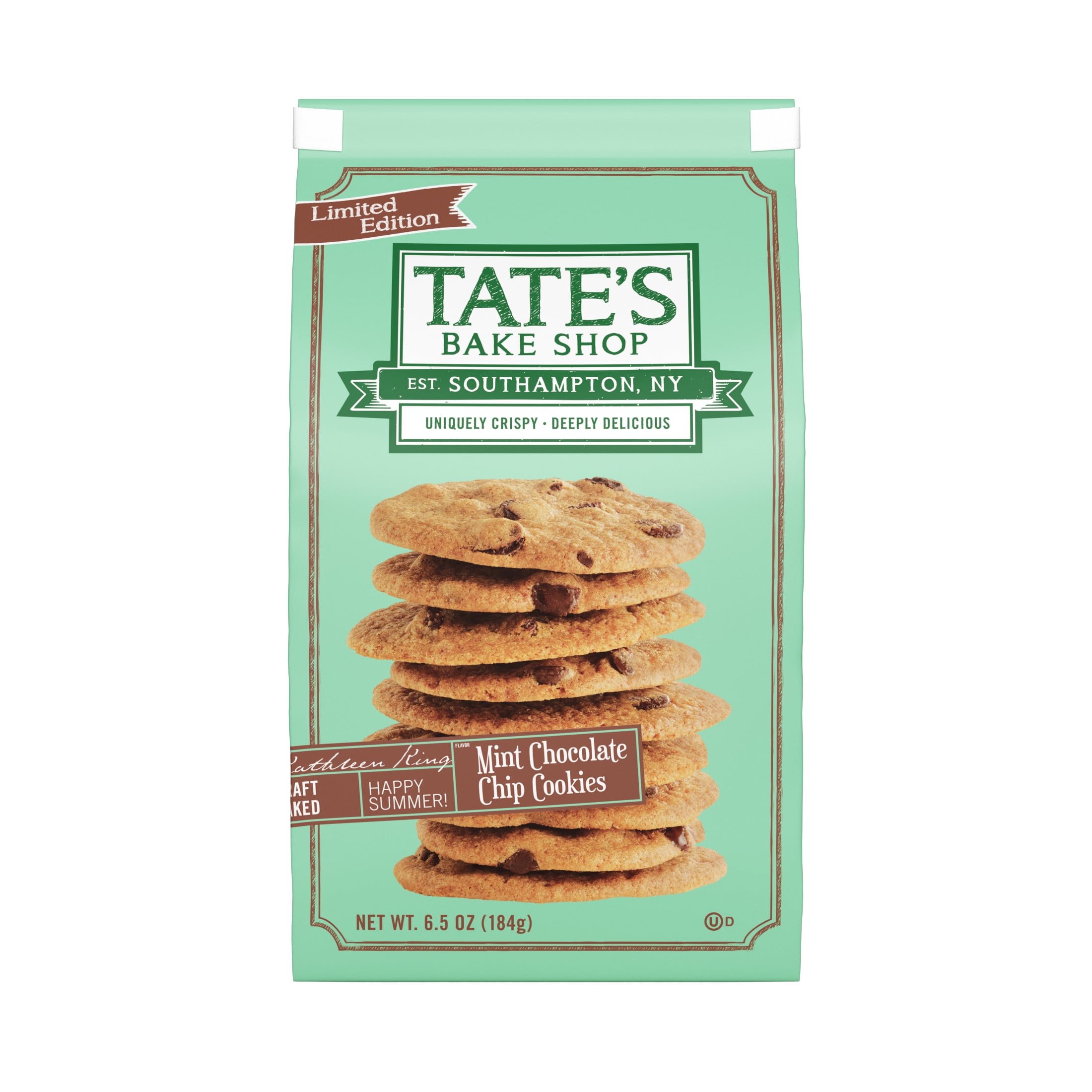 (2 pack) Tate's Bake Shop Mint Chocolate Chip Cookies, 6.5 oz