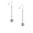 thumbnail image 2 of Delight Jewelry Silvertone Capital Letter - S - Pebble Disc - Silver-tone Long Sparkle Dangle French Earrings, 2 of 4