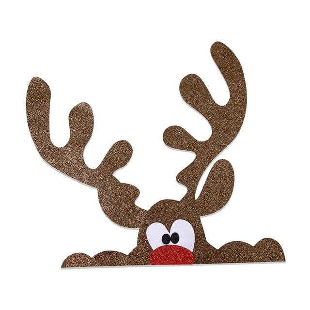 Pegatinas navideñas para puerta, decoración de tela de fieltro, arte mural colgante para entrada, adornos navideños familiares, murales de pared para grandes astas de alce