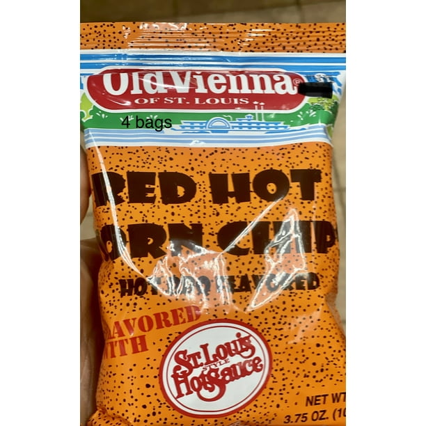 Old Vienna Red Hot Corn Chips Hot BBQ Flavored 4 Bags 3.75oz