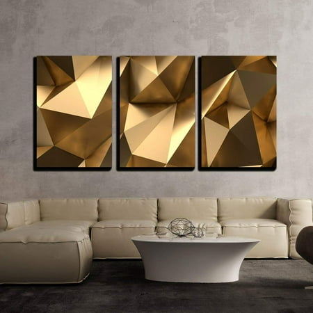Wall26 3 Piece Canvas Wall Art Luxury Gold Abstract Polygonal Background 3d Rendering Modern Home Decor Stretched And Framed Ready To Hang 24 X36 X3 Panels Com - Gold Wall Decor Ideas