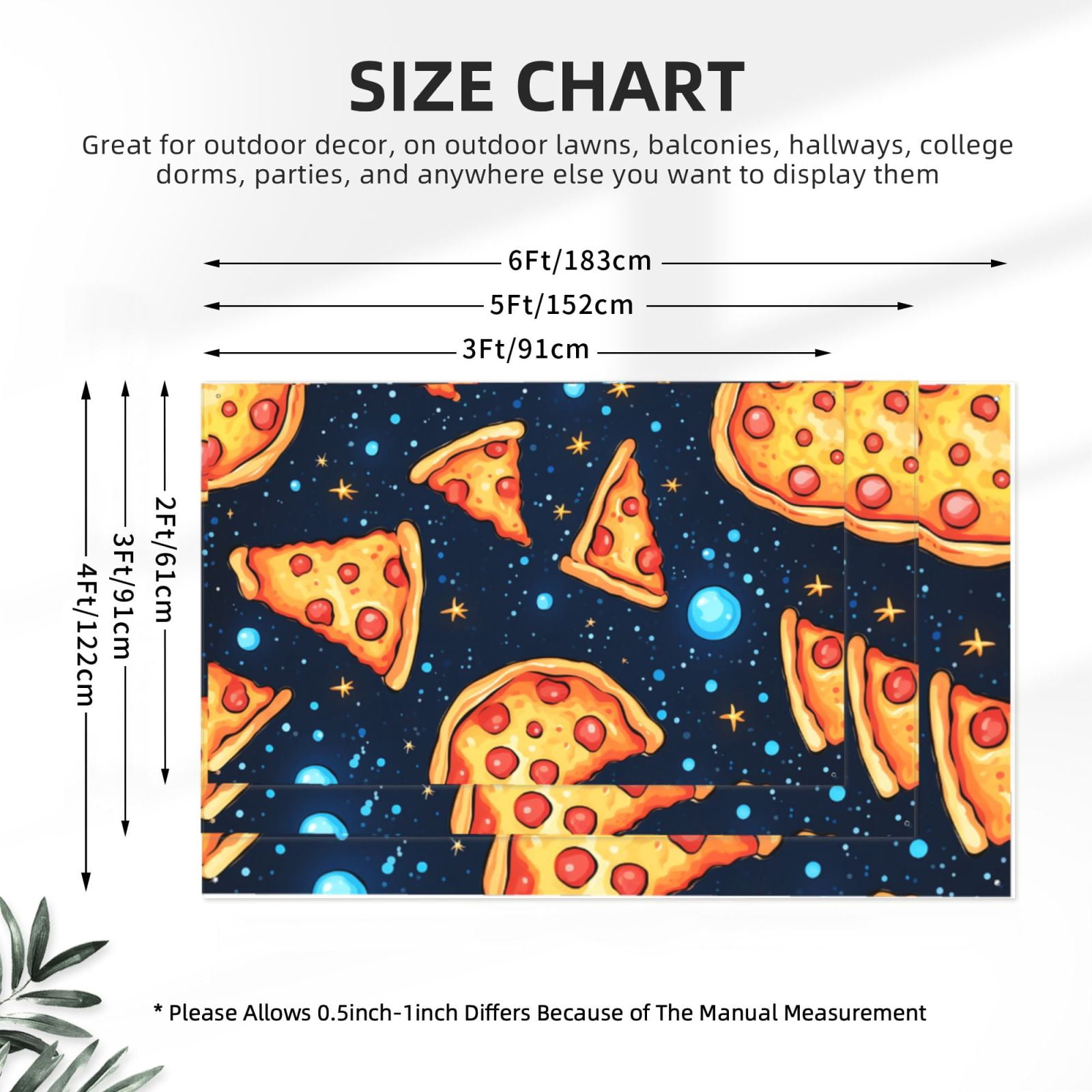 Pizza Starry Cool Four Hole Decorated Banner Flag for Garden Yard Home Decoration Indoor Outdoor 4x6 Ft