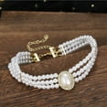 thumbnail image 1 of Collar de perlas simuladas Yinane Collar nupcial 3 filas para niñas, 1 of 8