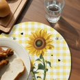 thumbnail image 3 of Sunflowers Round 13 Inch Placemats Set of 6, Spring Summer Bees Floral Yellow Plaid HeatResistant Non Slip Place Mats for Dining Table, Wipeable Braided Kitchen Table Mats for Housewarming, 3 of 9