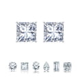 thumbnail image 1 of Pendientes JeenMata de solitario de 4 puntas con moissanita de corte princesa de 0,5 quilates y baño de oro blanco, 1 of 9