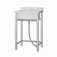 thumbnail image 1 of TROPOW 21-Inch Commercial Utility Sink, Single Bowl Stainless Steel Freestanding Sink with Backsplash, Adjustable Legs & Rapid Drainage System, for Outdoor, Restaurant, Garage, or Laundry Room, 1 of 7
