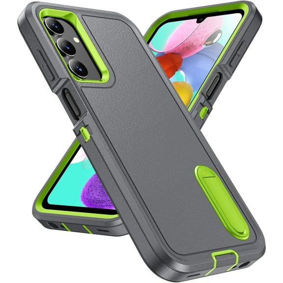 for Galaxy A15 5G Case with Kickstand Case 3-Layer Military Grade Protective Case Cover Silicone Shockproof for Samsung Galaxy A15 5G Phone Case (Gray Green)