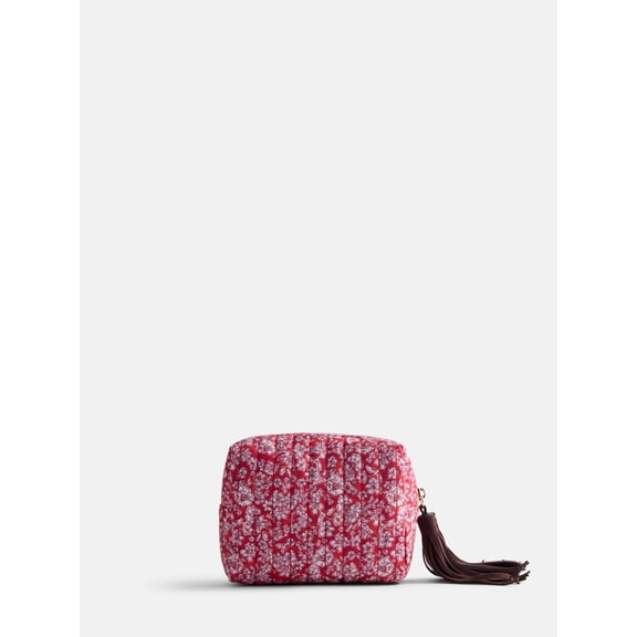 Scenario Women's Zip Pouch with Fringe Tassel, Red Print