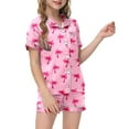 thumbnail image 1 of Ensemble de Pyjama pour Filles Manches Courtes Imprimé Boutonné Hauts T-Shirt Ensemble Pyjama Classique Pyjama Fille Taille 8-9 Ans Garçons Filles Mode, 1 of 5