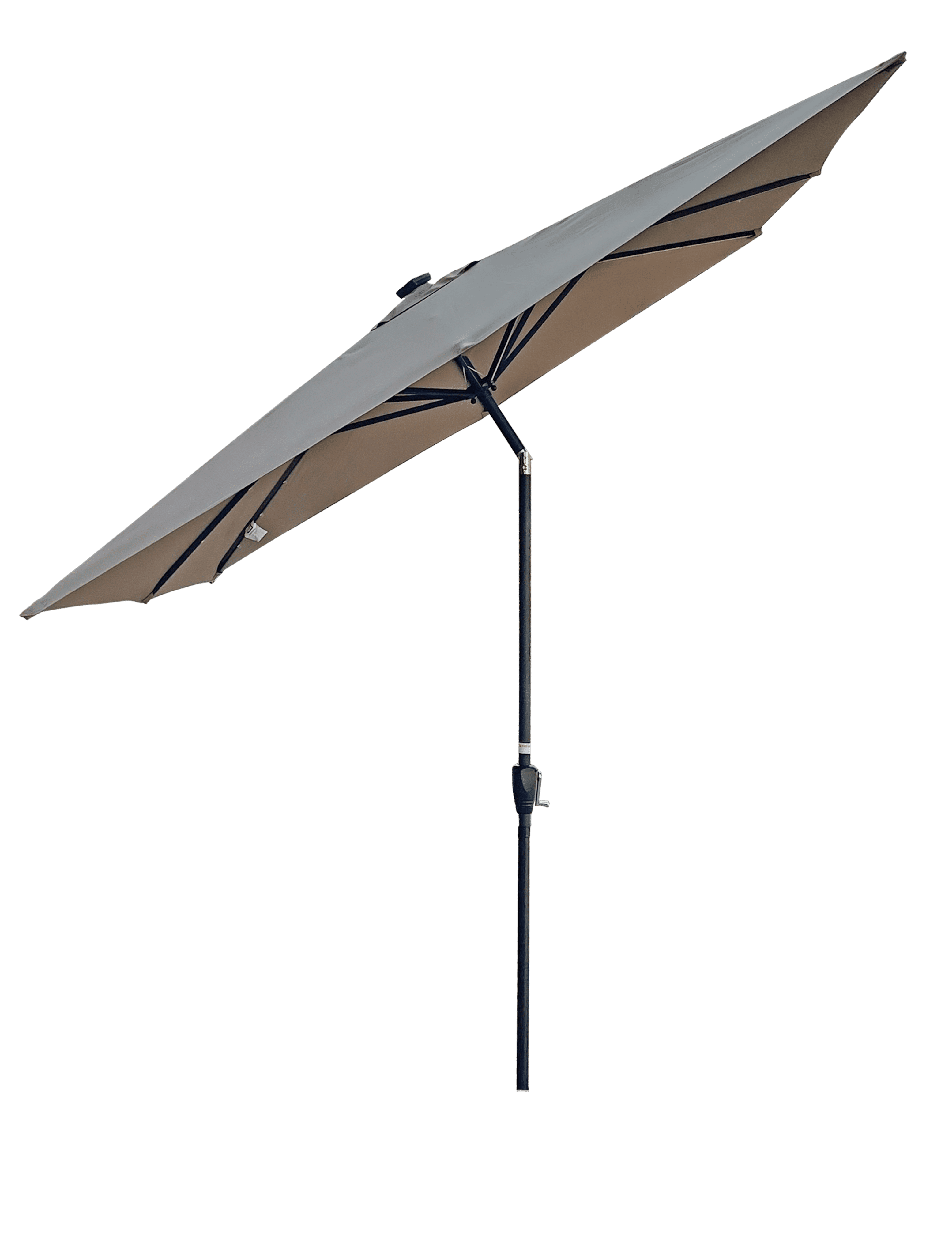2.5x2.5M Square Outdoor Patio Umbrella, Solar LED Lighted Sun Shade Canopy with 8 Ribs & Crank Base, Mushroom