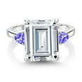 thumbnail image 2 of Gem Stone King 925 Sterling Silver Blue Tanzanite Ring Set with Moissanite (7.72 Cttw) (Size 5), 2 of 3