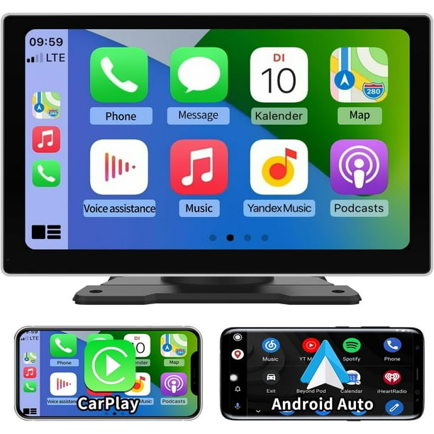 9 Inch 1080P Screen Wireless Apple Carplay Android Auto, Portable Car