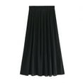 thumbnail image 1 of JNGSA Women's Chiffon High Waist Skirt Pleated Solid Color Midi Skirt Loose Flowy Elastic Skirt Elegant Long Skirt Black, 1 of 7