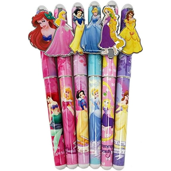 Licensed Disney Princess Pens, Fine Point, 0.5 mm, Assorted Ink Colors, 6 Count