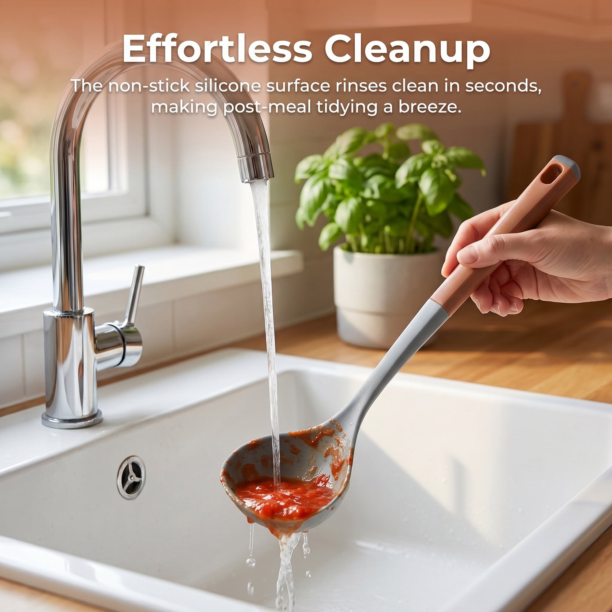 Unique Bargains Non Stick Heat Resistant Kitchen Tool Silicone Spoon Grey A 12.2" x 3.1"