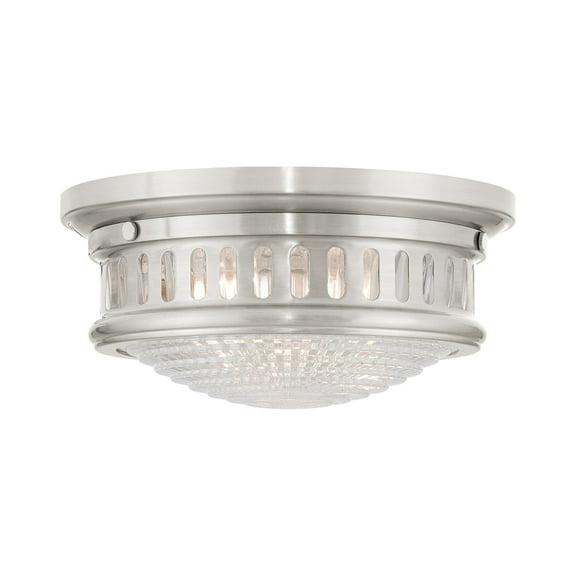 73051-91 Livex Lighting Berwick - 2 Light Flush Mount in Coastal Style - 11 Inches wide by 5 Inches high-Brushed Nickel Finish