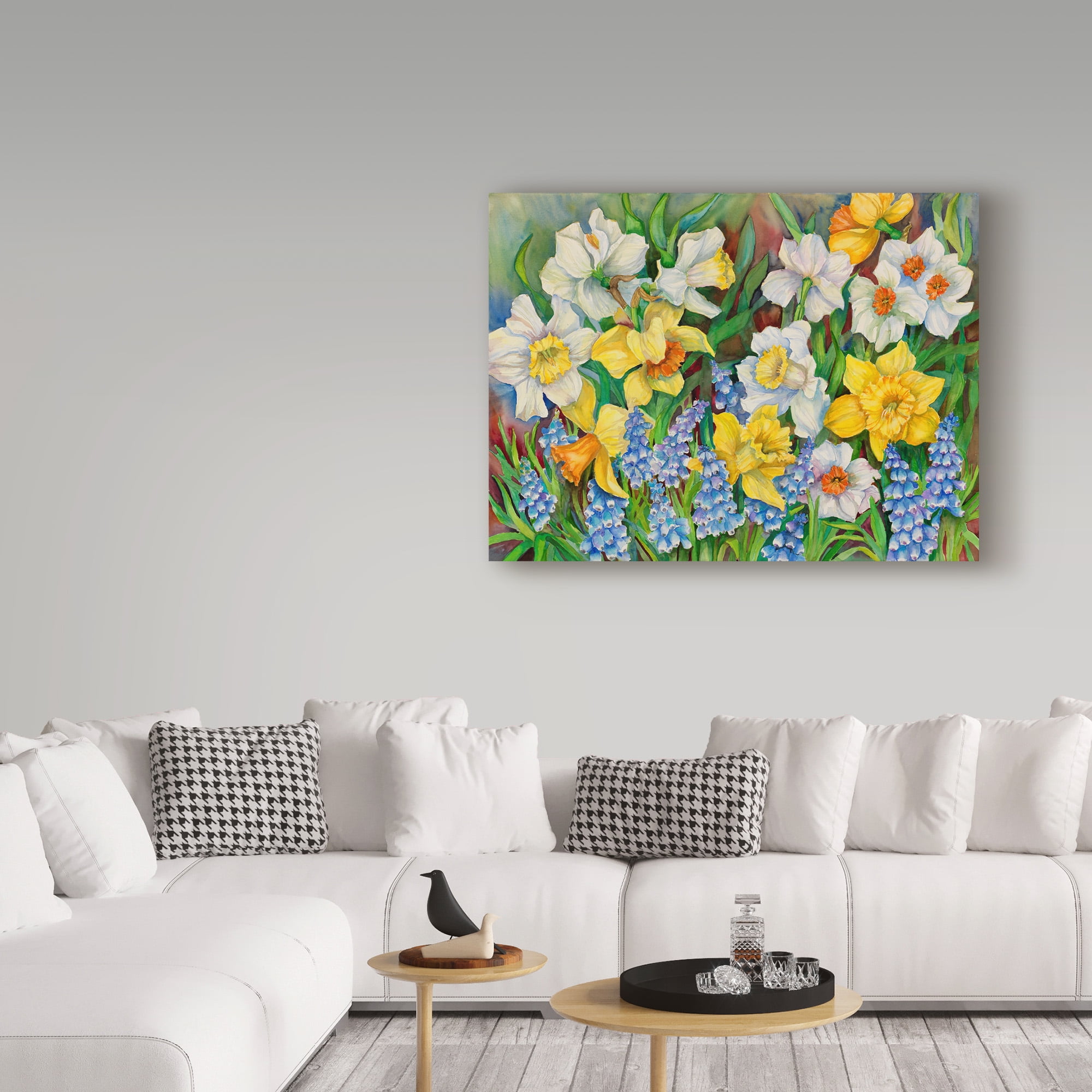 Trademark Fine Art 'Daffodils And Grape Hyacinths' Canvas Art by Joanne Porter