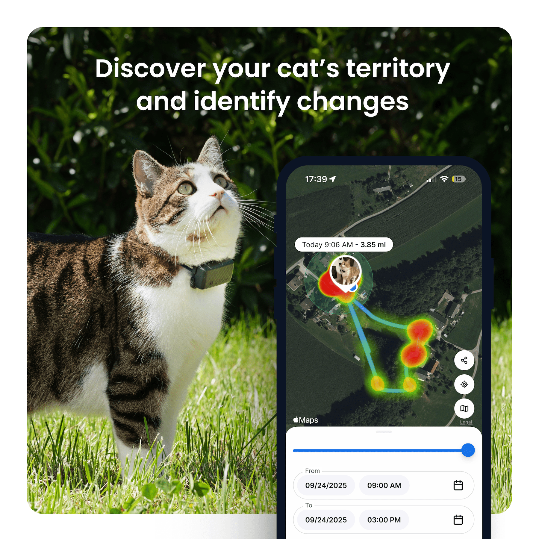 Tractive Cat Mini GPS Tracker with Activity Monitoring, Fits Any Collar (Mint)
