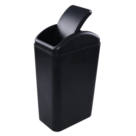 Black Slim Swing Trash Can 14 Liter Narrow Space Waste Bin