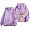 thumbnail image 4 of WEAIXIMIUNG Sweat à Capuche Zippé pour Femmes Mode Imprimé Cerf Leaping Manches Longues Poche Cordon Décontracté Sport, 4 of 6