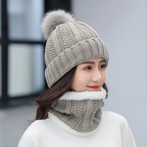 Sales Today Winter Beanie Hat Scarf Gloves GIJNRIUIUA Under $8 Women and Men Winter Knit Warm Hats Scarf Dual Purposehat Ear Windproof Hat Gray