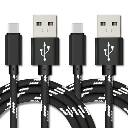 2-PACK 6FT USB Type C Cable, Fast Charger, TTECH USB-A to USB-C Charging Cord, Nylon Braided, Compatible with Samsung Galaxy S23, S22, S21, S20, S10, S9, Note20 10 9, Universal USB-C Charger, Black