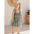 thumbnail image 5 of BemeyourBBs Toddler Baby Girls Fairy Baptism Dress Sleeveless Ruffle Sleeve 3d Floral Embroidery Summer Dress Cute Tulle Tutu Dress Birthday Wedding Party Princess Dress, 5 of 9