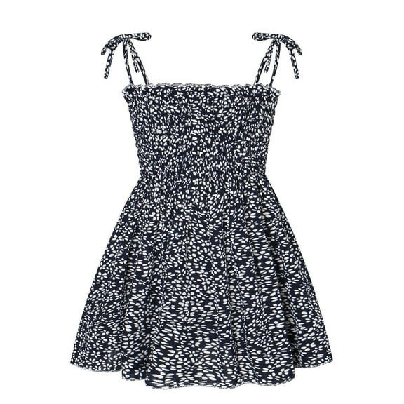 EINCcm Girls Summer Dresses Summer Sleeveless Sling Princess Dresses Graphic Print Children's Clothing for Toddler Kids Baby Girl, Navy,12-18 Months