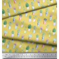 thumbnail image 2 of Soimoi Tissu Popeline Coton Jaune Feuilles de Cactus Décor Tissu Imprimé au Mètre 42 Pouces de Large, 2 of 3