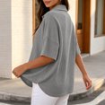 thumbnail image 7 of Yyuenw Women Lapel Collar Half Button Waffle Knit Drop Shoulder Short Sleeve Polo Solid Color Top for Casual Daily, 7 of 7