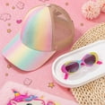 thumbnail image 7 of Kids Baseball Cap with Sunglasses for Girls Age 3-10 Years, UV Protection Outdoor Adjustable Rainbow Sun Hat Summer Mesh Trucker Hat Kids Polarized Sunglasses, 7 of 7