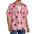 thumbnail image 4 of Balery Strawberry and Ladybugs Men's Casual Button Down Shirt Short Sleeve Textured Summer Cuban Beach Shirts-XX-Large, 4 of 7