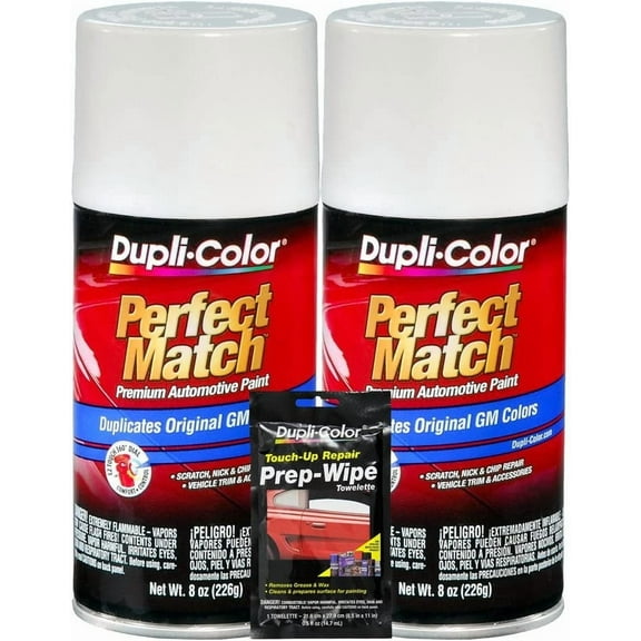 Dupli-Color Olympic White Exact-Match Automotive Paint for GM Vehicles - 8 oz, Bundles with Prep Wipe (3 Items)