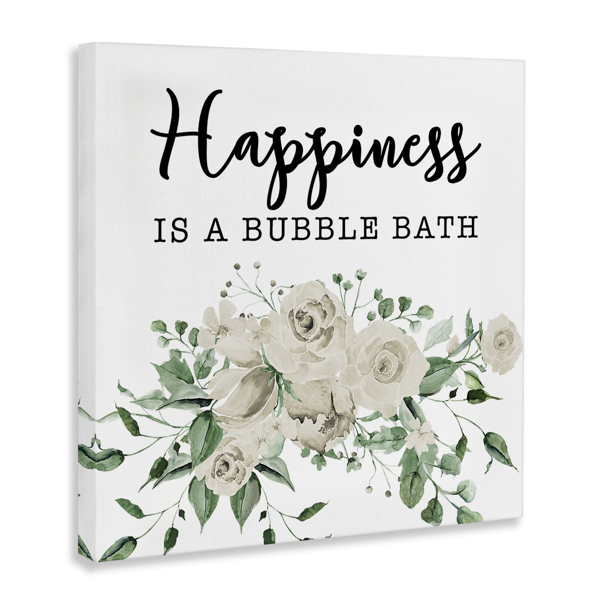 Stupell Industries Happiness is Bubble Bath Bath & Laundry Painting Wrapped Canvas Art Print Wall Art, 24 x 24