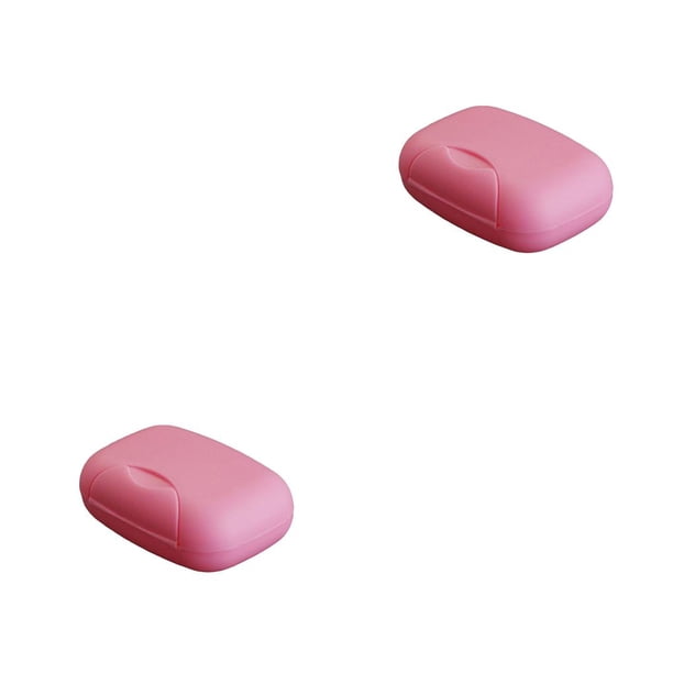 Bewildely Estuche portátil de viaje a prueba de agua a prueba de polvo, caja de almacenamiento para cuarto de baño y ducha, organizador de Rosado L 2piezas