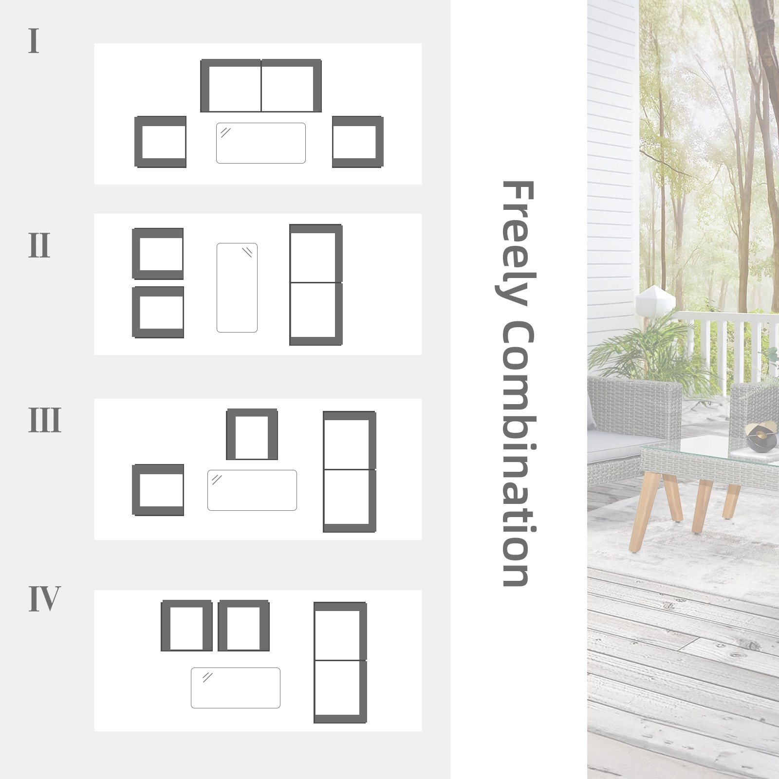 4 Pieces Outdoor Wicker Conversation Set, All-Weather Rattan Patio Furniture Sets with Arm Chairs, Tempered Glass Tabletop and Cushions, Sectional Sofa Set for Backyard, Garden, Poolside
